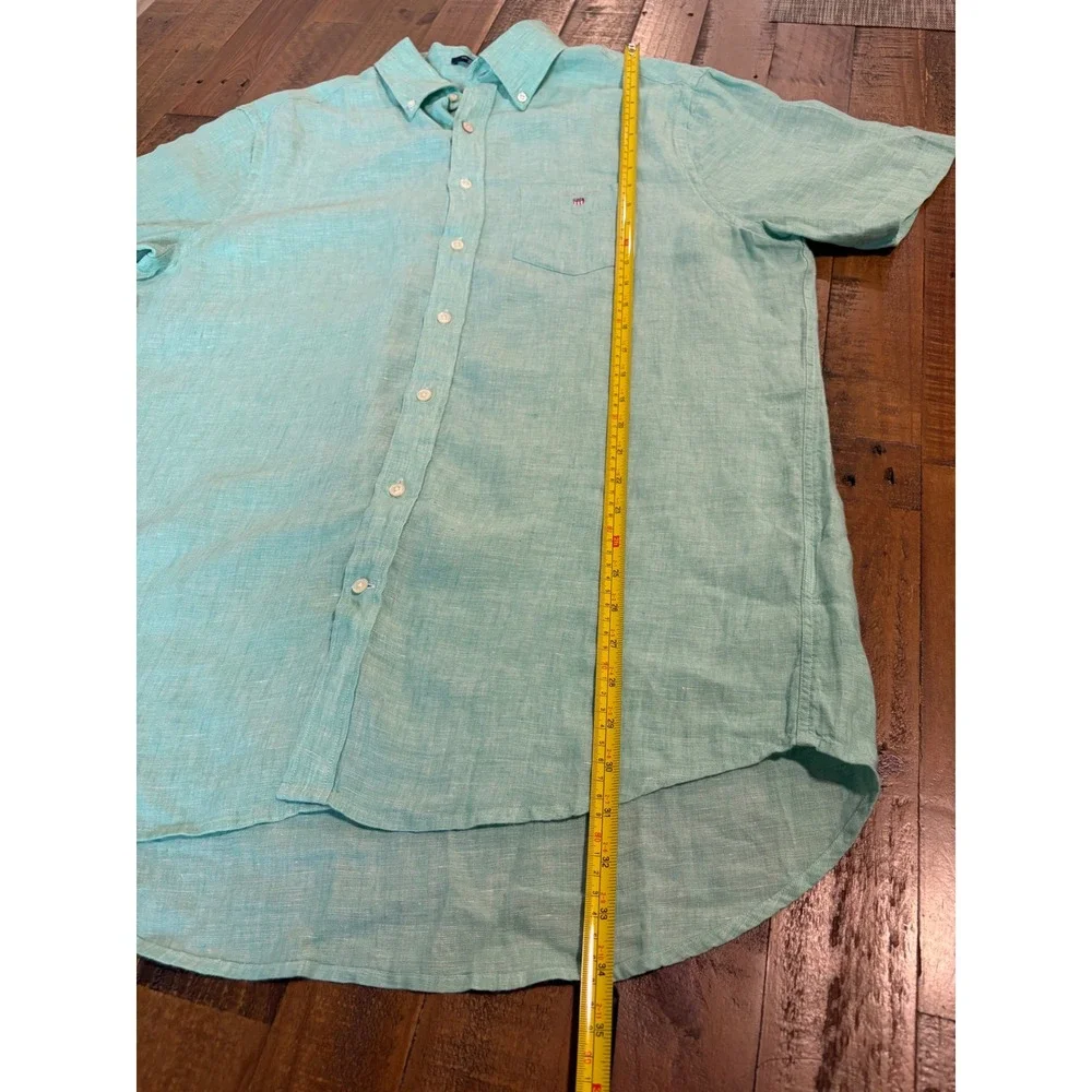 Gant Mens Regular Fit Linen Short Sleeve Button Down Shirt Green Large 3040621 - Picture 11 of 11